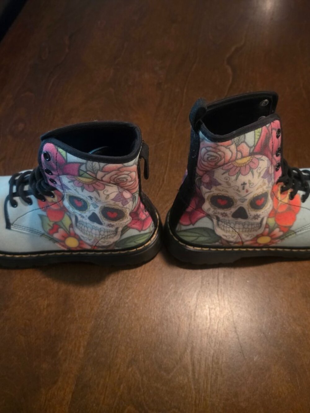 Sugar Skull Lace‑Up Combat Boots Día de los Muertos Floral Forever Link